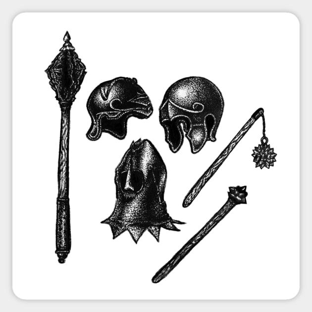 Medieval Weapons + Logo Sticker by pain_gate